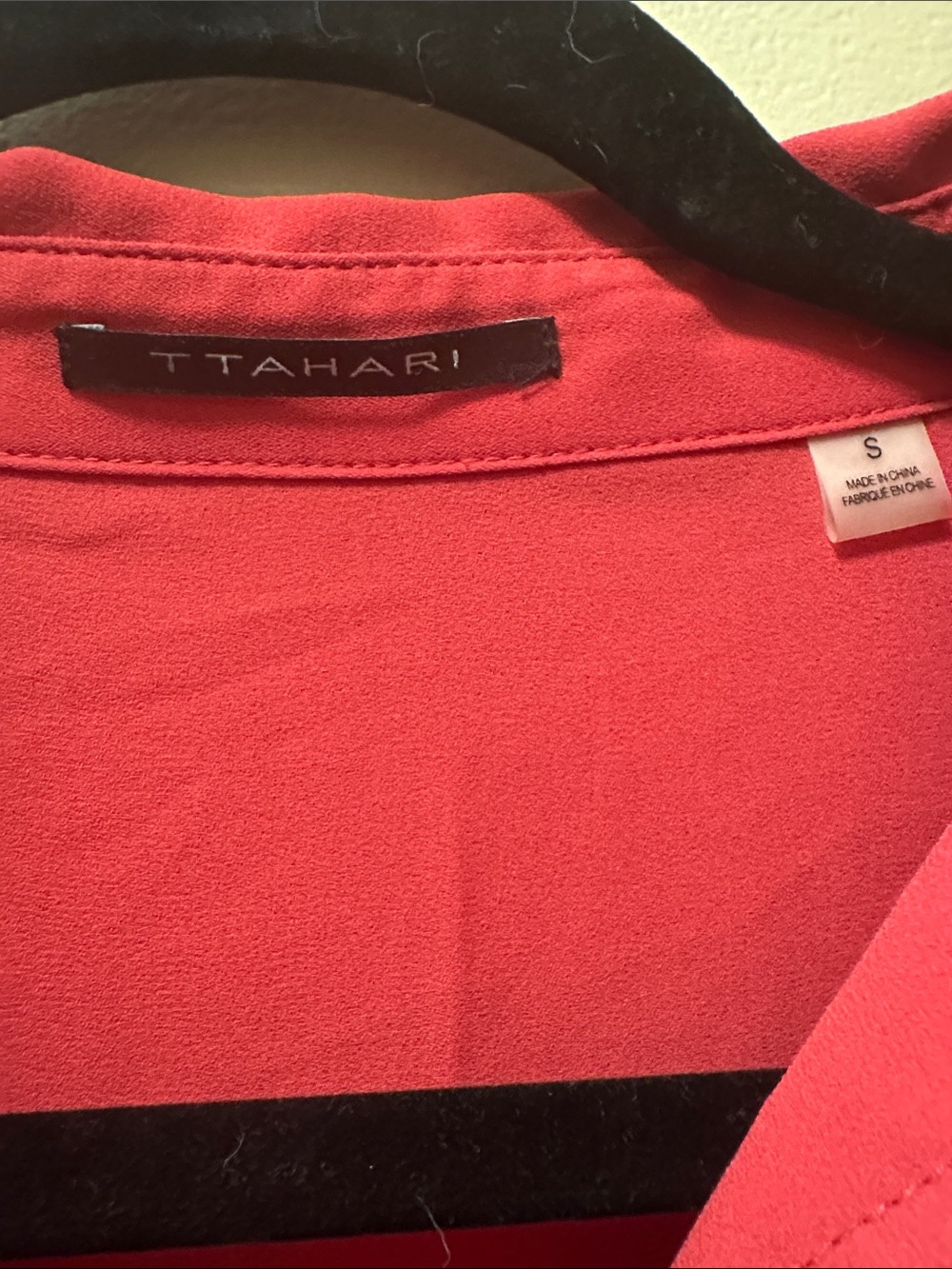 Red Collared Ruffle Sleeve Blouse - Picture 2 of 2